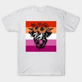 highland cow lesbian flag T-Shirt